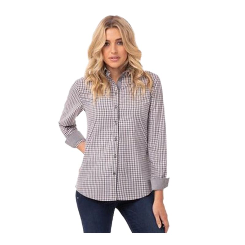 Womens Modern Gingham Long Sleeve Dress Shirt Thumbnail