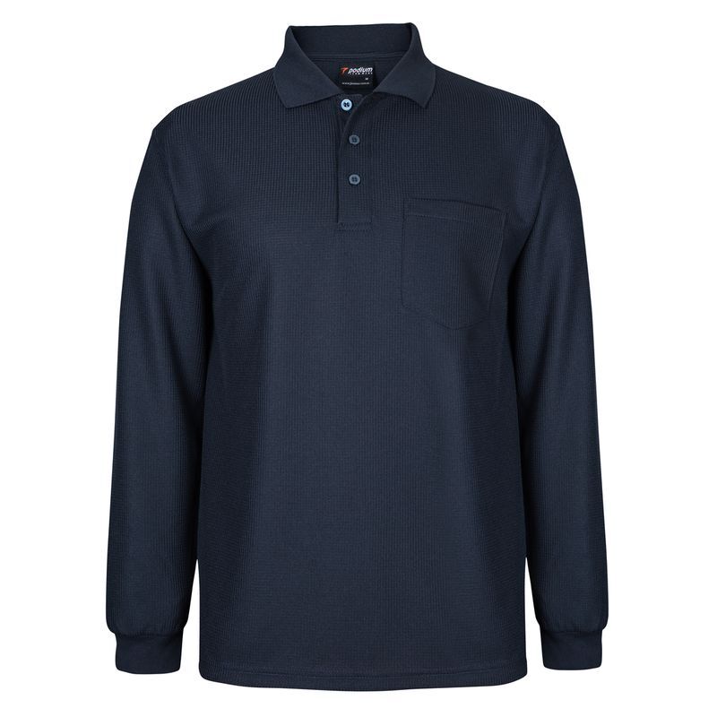 Podium Long Sleeve Waffle Pocket Polo Thumbnail