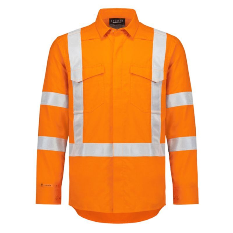 Mens Orange Flame Lightweight Ripstop X Back Taped Shirt Thumbnail