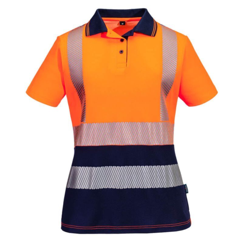 Womens Hi Vis Cotton Comfort Contrast Short Sleeve Polo Shirt Thumbnail