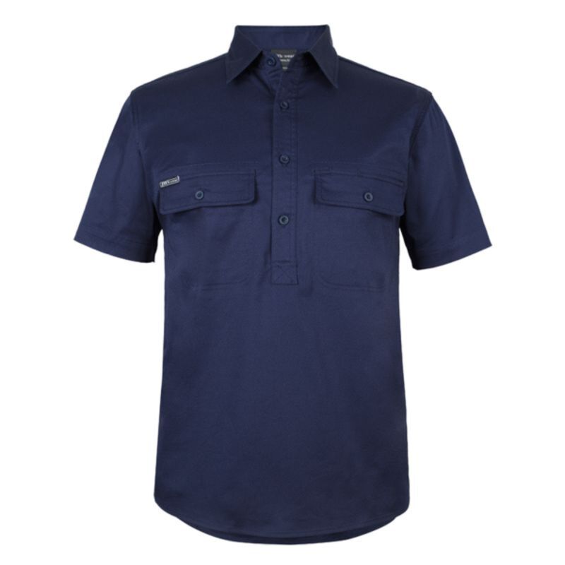 Mens Short Sleeve Stretch Close Front Work Shirt Thumbnail