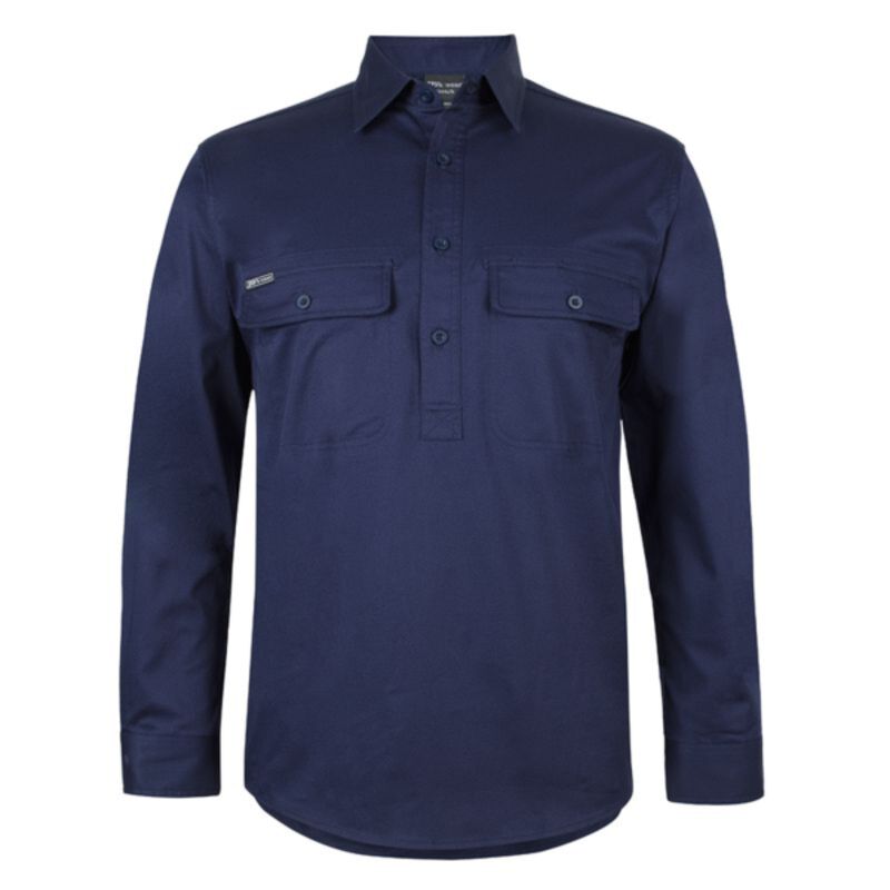 Mens Long Sleeve Stretch Close Front Work Shirt Thumbnail