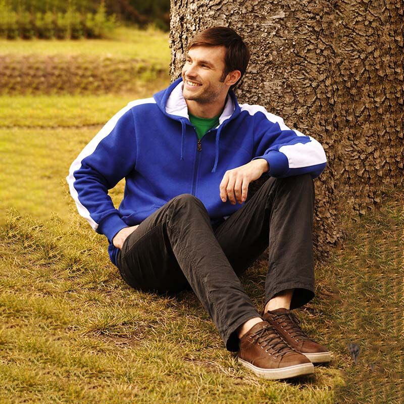 Unisex Adults Contrast Fleece Zip Through Hoodie Thumbnail