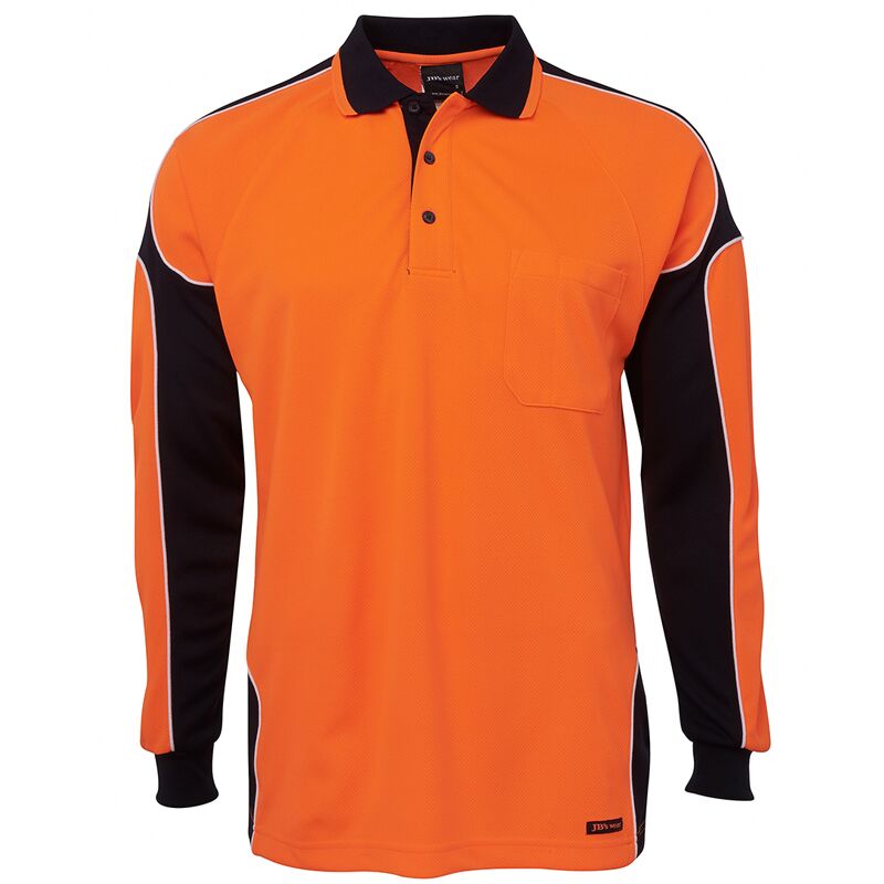 Mens Hi Vis Long Sleeve Arm Panel Polo Thumbnail