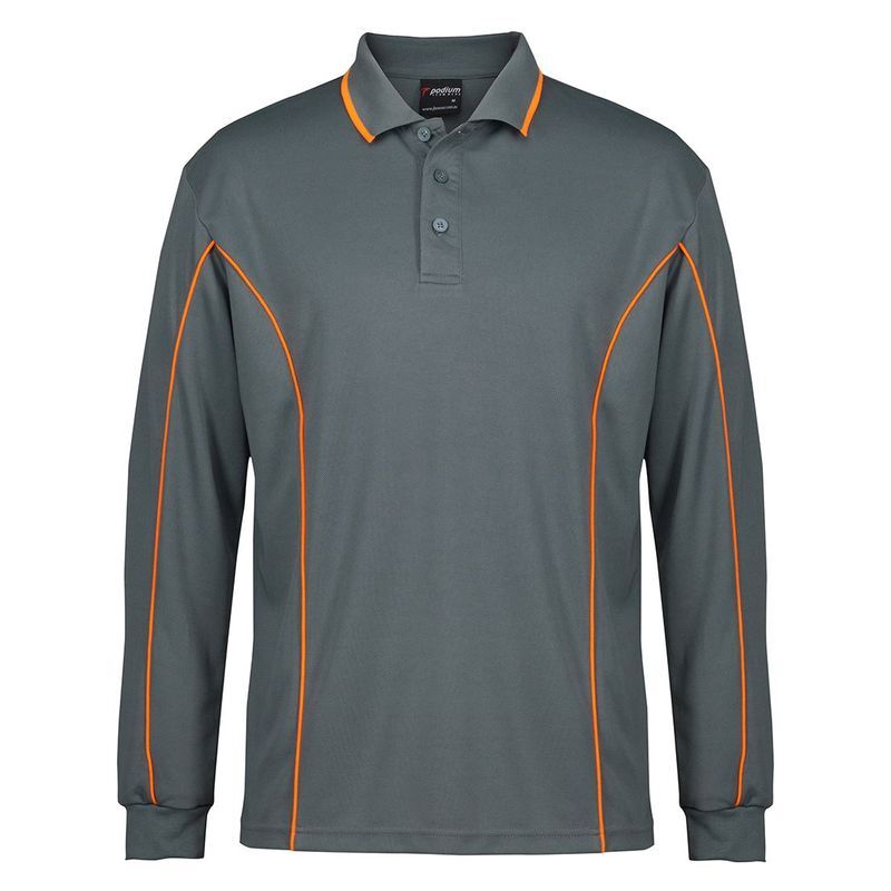 Mens Podium Long Sleeve Piping Polo Thumbnail