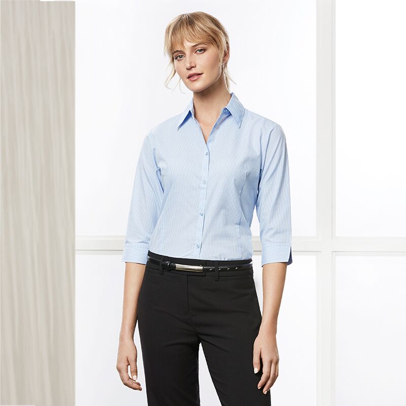 Women Micro Check 3/4 Sleeve Shirt Thumbnail