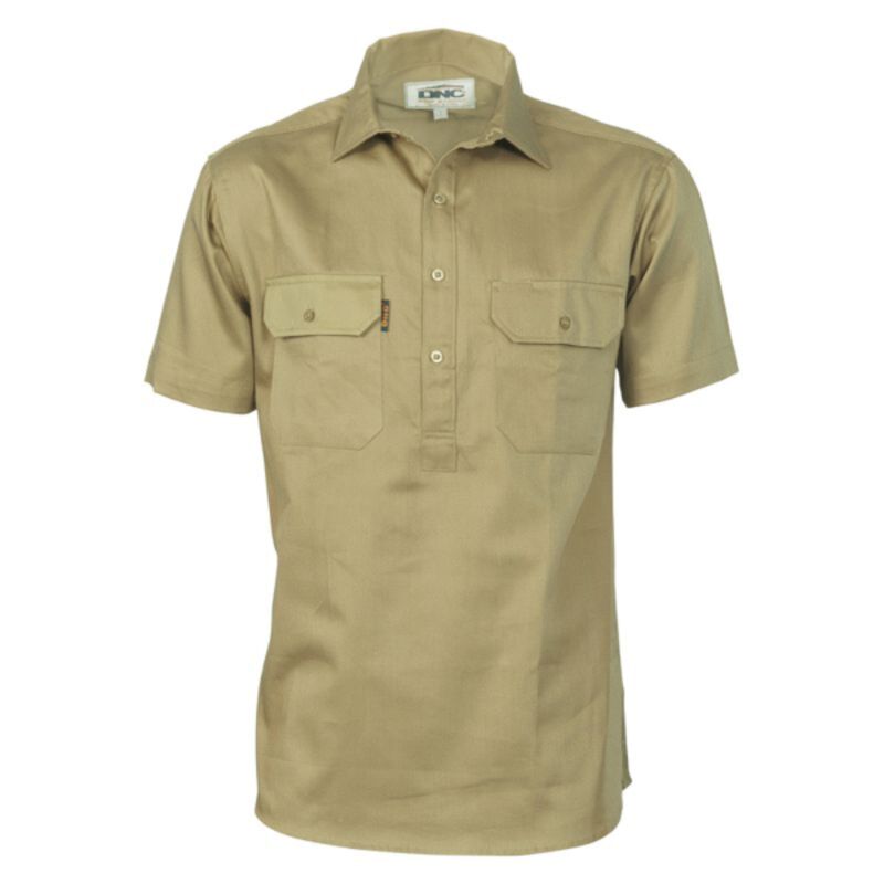 Cotton Drill Close Front Short Sleeve Work Shirt Thumbnail