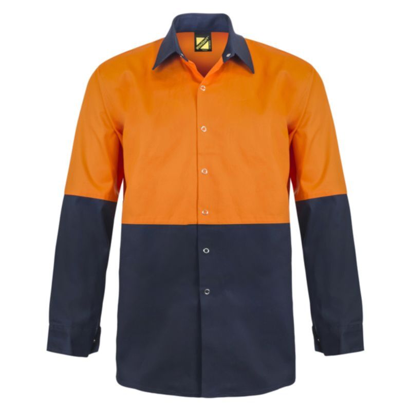 Mens Long Sleeve Two Tone Hi Vis Shirt With Studs Thumbnail