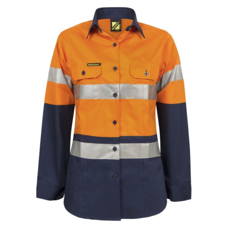Womens Hi Vis Vented Cotton Drill Shirt With CSR Reflective Tape Thumbnail