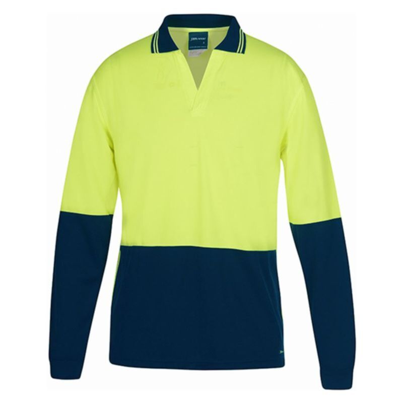 Mens Hi Vis Long Sleeve Non Button Polo Thumbnail
