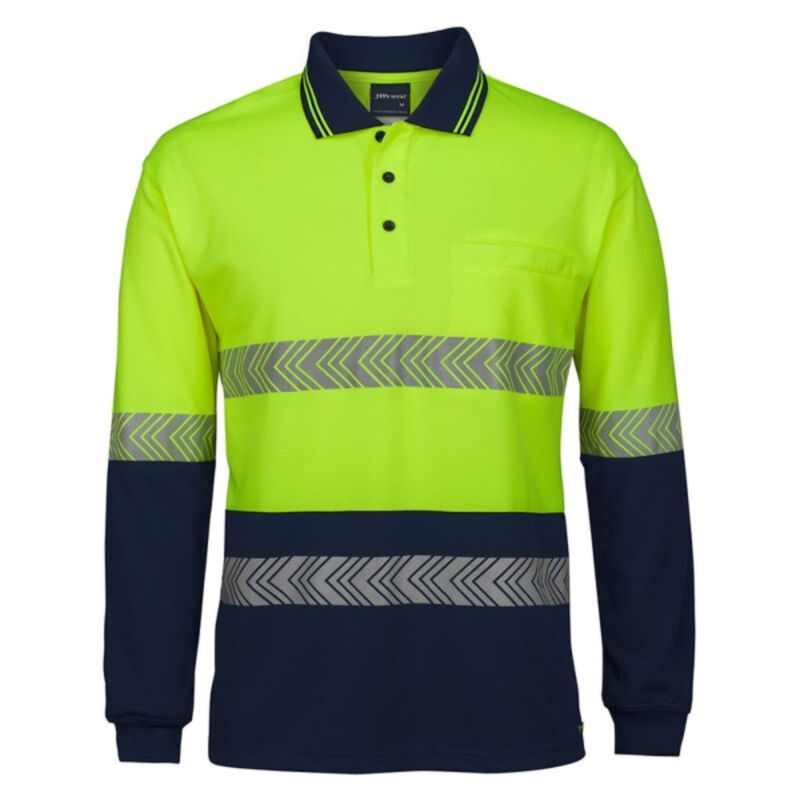 Mens Hi Vis Long Sleeve Segmented Tape Polo Thumbnail