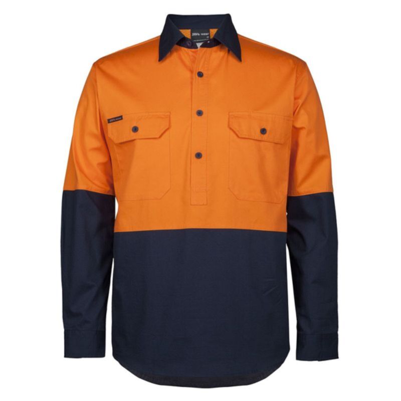 Mens Hi Vis Close Front Long Sleeve 150G Work Shirt Thumbnail