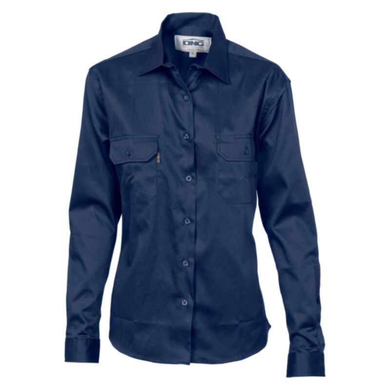 Womens Cotton Drill Work Shirt - Long Sleeve Thumbnail