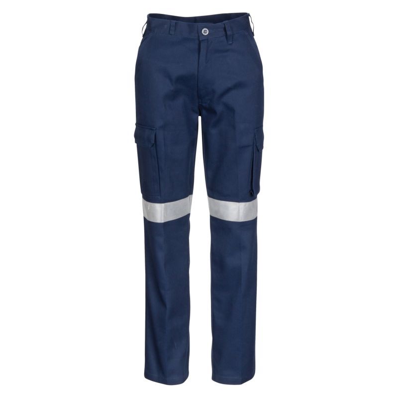 Womens Cotton Drill Cargo Pants with 3M Reflective Tape Thumbnail